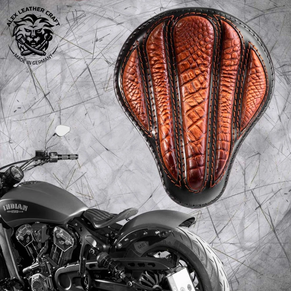 Bobber Solo Sitz Für Indian Scout Ab 2015 Standard Optimus Kroko Vintage Braun 3 Bobber Solo Sitz Für Indian Scout Ab 2015 Standard Optimus Kroko Vintage Braun