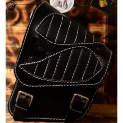 Motorrad Satteltasche Yamaha Drag Star/Wild Star Spider Schwarz Weiß V2