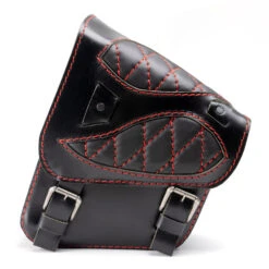 Motorrad Satteltasche Für Harley Davidson Softail Spider Schwarz Rot Rautenmuster