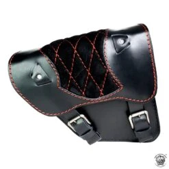 Motorrad Satteltasche Harley Dyna 93-17 Glanz Und Samt Schwarz Und Rot Rautenmuster