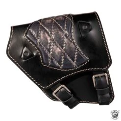 Motorrad Satteltasche Harley Dyna 93-17 Spider Vintage Schwarz Und Beige Rautenmuster