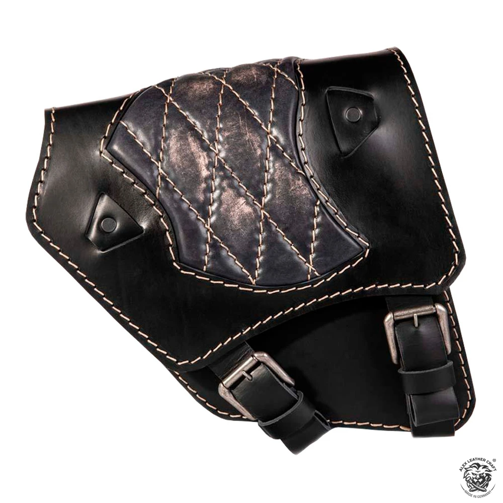 Motorrad Satteltasche Harley Dyna 93-17 Spider Vintage Schwarz Und Beige Rautenmuster 3 Motorrad Satteltasche Harley Dyna 93-17 Spider Vintage Schwarz Und Beige Rautenmuster