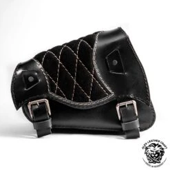 Motorrad Satteltasche Sportster 1988-2020 Glanz Und Samt Schwarz & Beige Rautenmuster