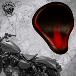 Sitz + Montage Kit Harley Davidson Sportster 04-22 Vintage Rot Electro