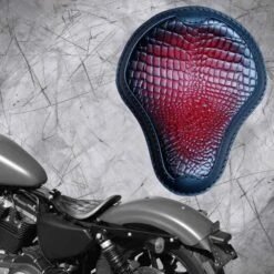 Solo Sitz Harley Davidson Sportster 04-22 Luxus Kroko Schwarz Und Rot