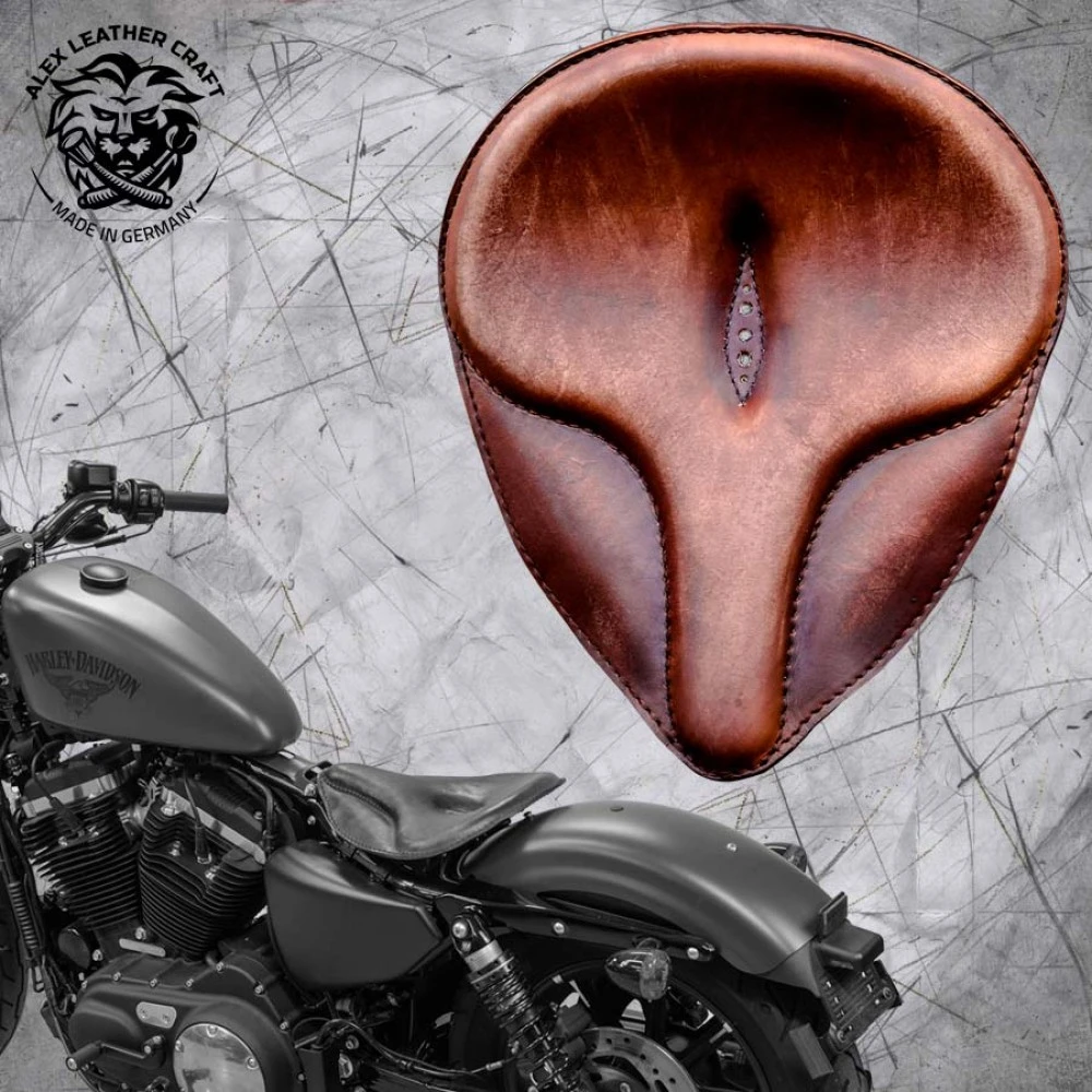 Solo Sitz + Montage Kit Harley Davidson Sportster 04-22 Oldtimer Vintage Braun 3 Solo Sitz + Montage Kit Harley Davidson Sportster 04-22 Oldtimer Vintage Braun