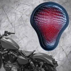 Solo Sitz + Montage Kit Harley Davidson Sportster 04-22 Luxus Kroko Schwarz Und Rot
